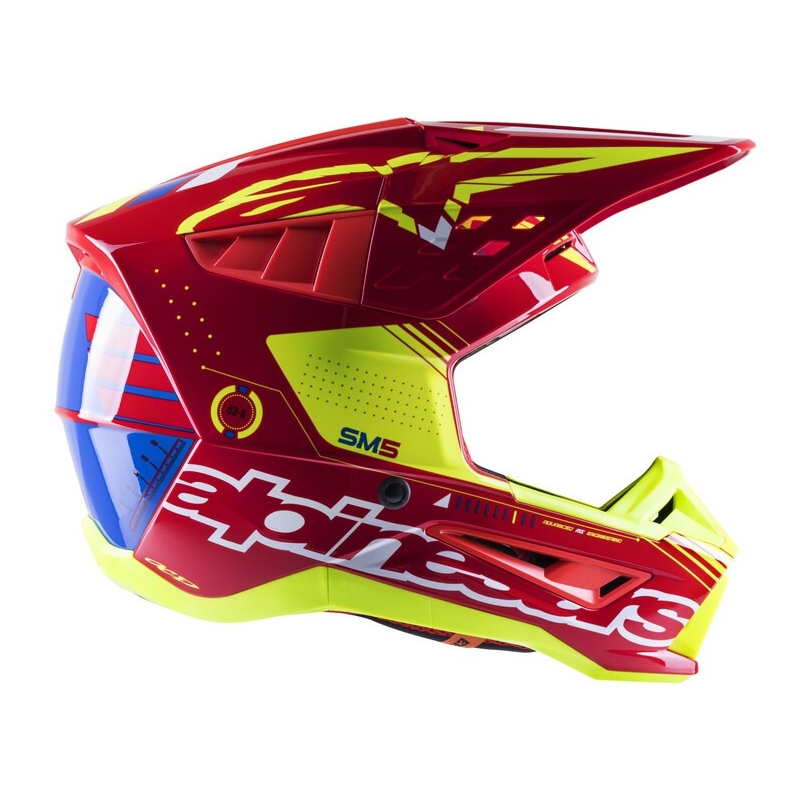 Alpinestars S-M5 Action rød-fluogul-hvid-blå motocrosshjelm