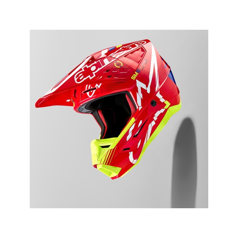 Alpinestars S-M5 Action rød-fluogul-hvid-blå motocrosshjelm