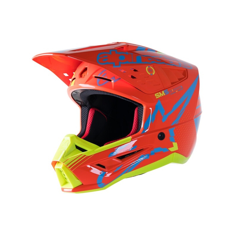 Motokrosová helma Alpinestars S-M5 Action oranžovo-fluo žluto-světle modrá