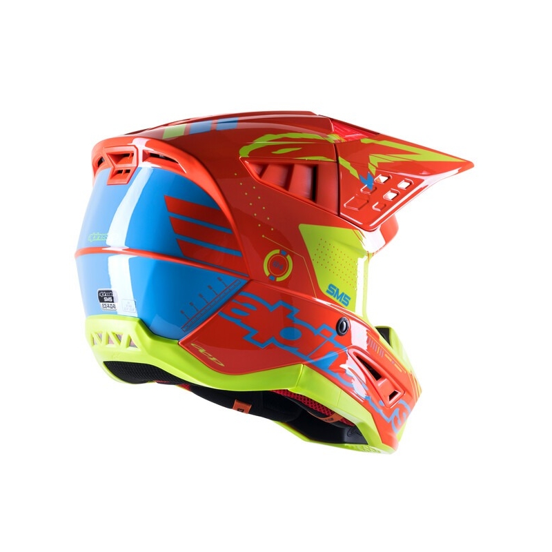 Motokrosová helma Alpinestars S-M5 Action oranžovo-fluo žluto-světle modrá