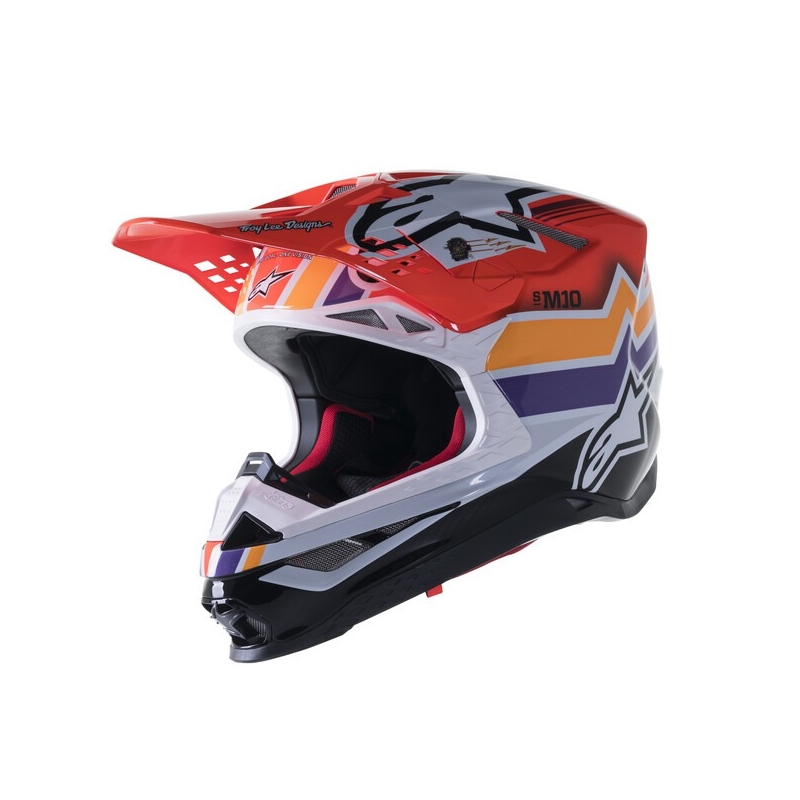 Motokrosová helma Alpinestars Supertech S-M10 Edice Troy Lee Designs oranžovo-žluto-fialovo-bílo černá