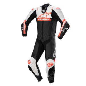 Alpinestars Missile 2 Ward Black-White-Fluo Red Motorcykelovertræksdragt i læder
