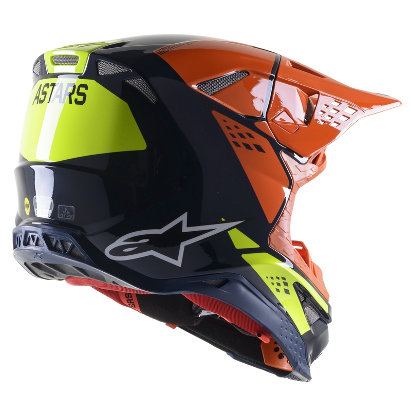 Alpinestars Supertech S-M8 Factory motocrosshjelm mørkeblå-orange-fluogul blank