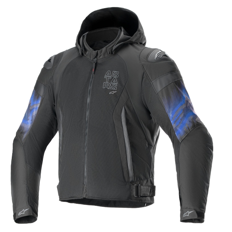 Alpinestars Zaca Air Venom Vandtæt Sort/Fluo Blå Motorcykeljakke