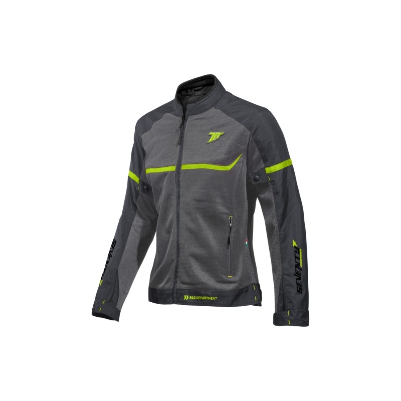 Motorcykeljakke til kvinder SEVENTY DEGREES SD-JR30.2 Mojave grey-fluo yellow