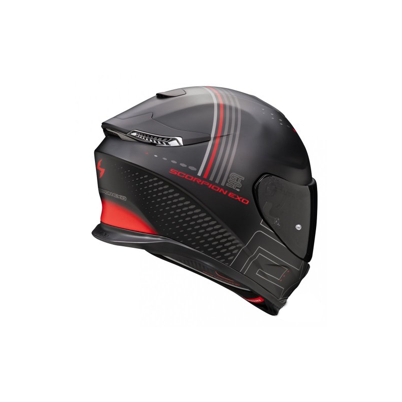 Integreret motorcykelhjelm Scorpion EXO-GT SP AIR TECHLANE sort-grå-rød udsalg