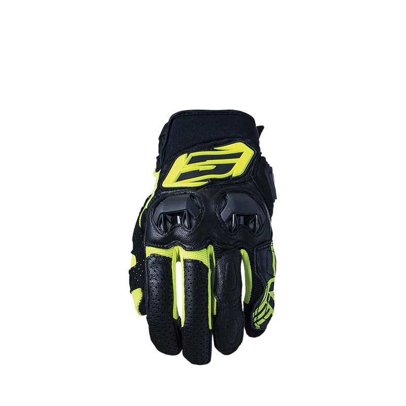 Motorcykelhandsker FIVE SF3 sort-fluogul udsalg
