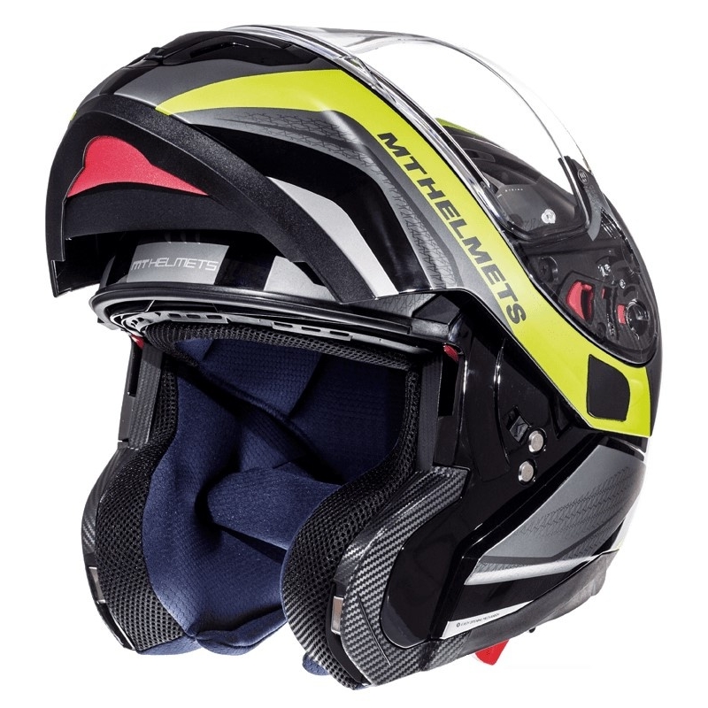 Vyklápěcí přilba na motorku MT Atom Tarmac černá matná-fluo žlutá výprodej