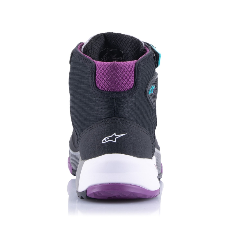 Alpinestars Stella CR-X Drystar sort-grå-violet-turkis motorcykelstøvler til kvinder