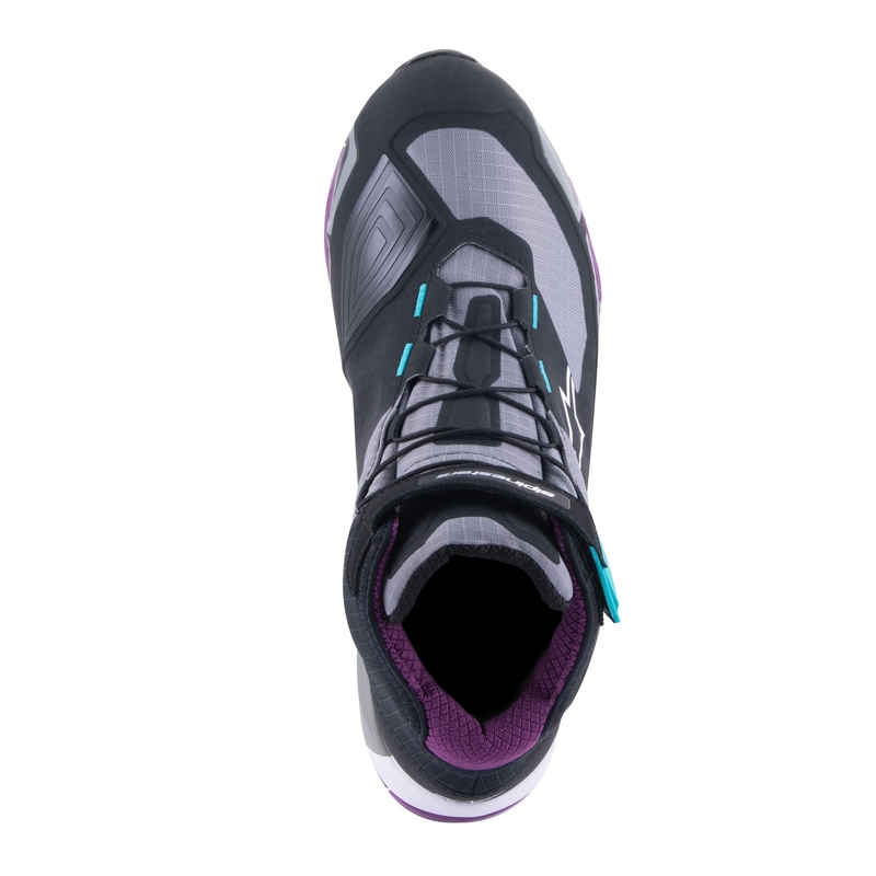 Alpinestars Stella CR-X Drystar sort-grå-violet-turkis motorcykelstøvler til kvinder