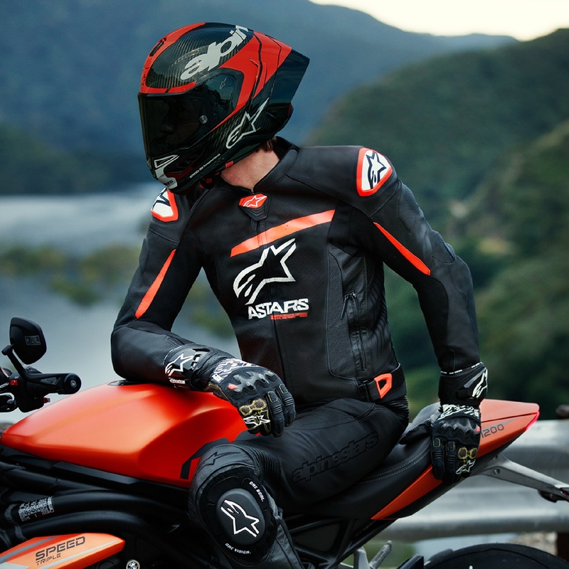 Alpinestars GP plus R 4 Airflow Black-Fluo Red-White motorcykeljakke i læder