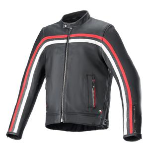 Alpinestars Dyno sort-rød-beige motorcykeljakke i læder