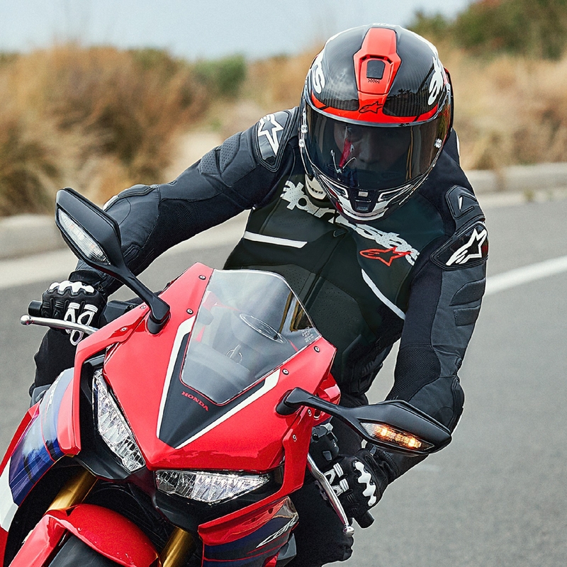 Alpinestars Atem 5 sort og hvid motorcykeljakke i læder