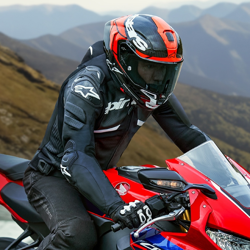 Alpinestars Atem 5 sort og hvid motorcykeljakke i læder