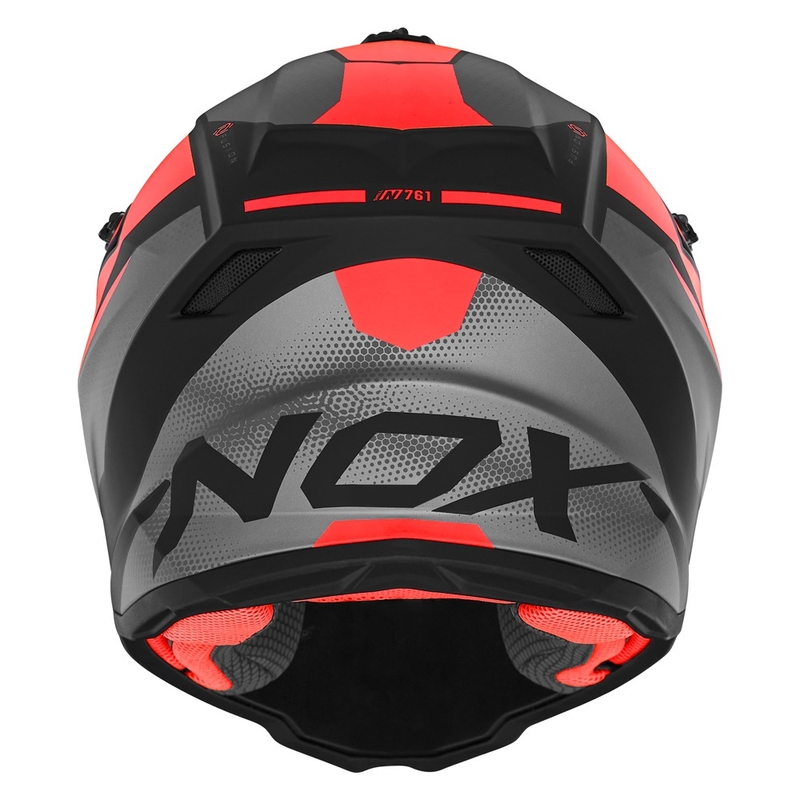 Motocrosshjelm til børn NOX N761 MX fluo rød-sort-grå