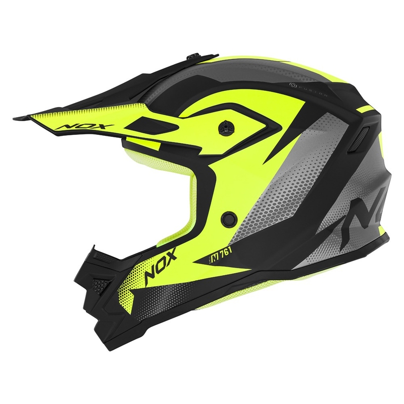 Motocrosshjelm til børn NOX N761 MX fluogul-sort-grå