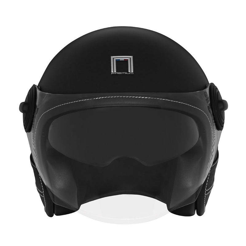 Åben motorcykelhjelm NOX PREMIUM Heritage sort læder