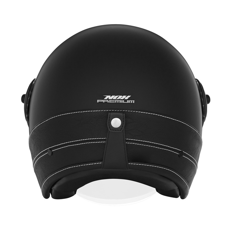 Åben motorcykelhjelm NOX PREMIUM Heritage sort læder