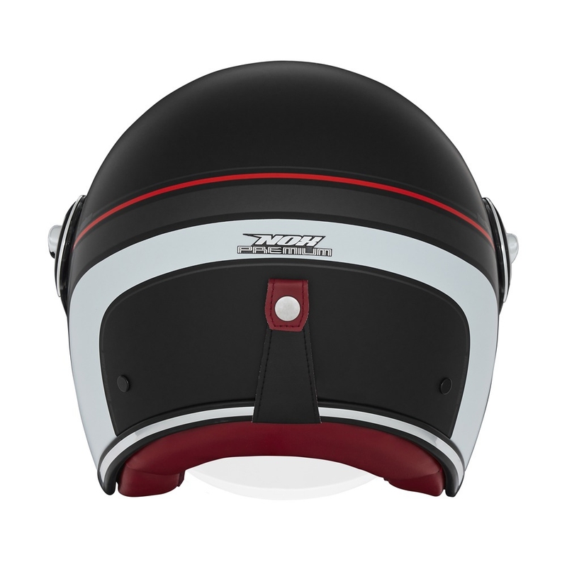 Åben motorcykelhjelm NOX PREMIUM Heritage mat sort-rød-hvid