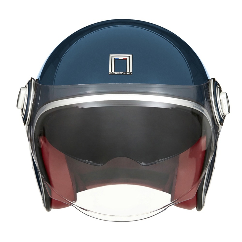 Åben motorcykelhjelm NOX PREMIUM Heritage petroleumsblå