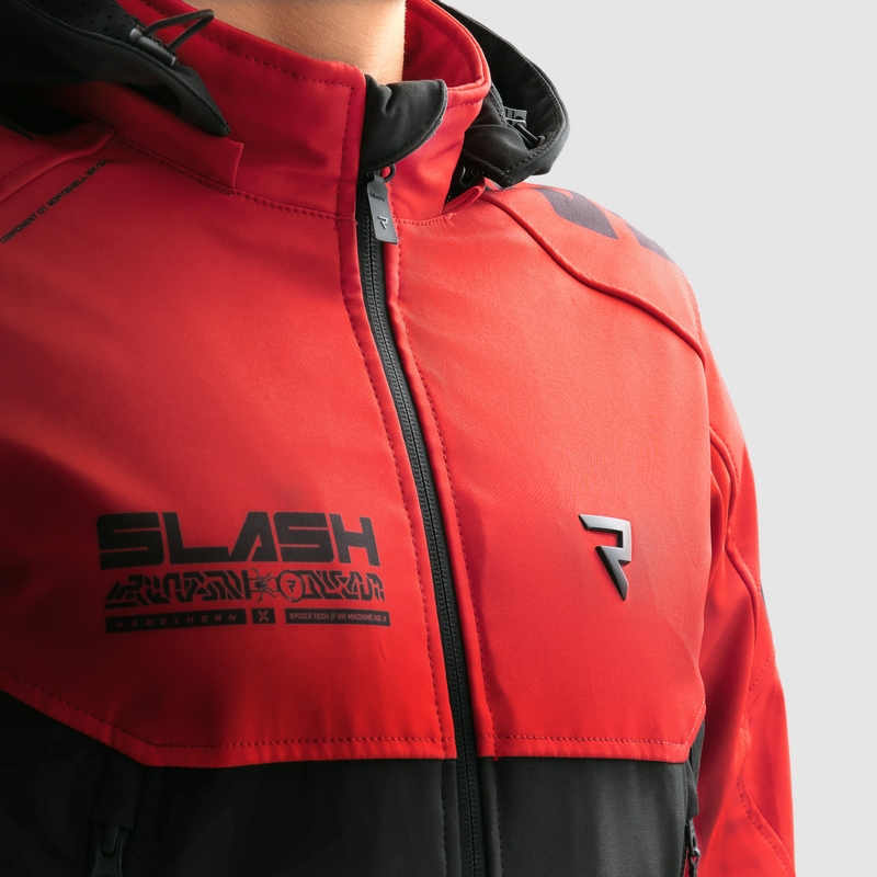 Rebelhorn Slash sort-rød softshell motorcykeljakke