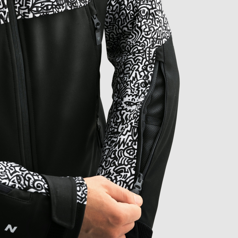 Softshell motorcykeljakke Rebelhorn Slash Noriaki sort og hvid