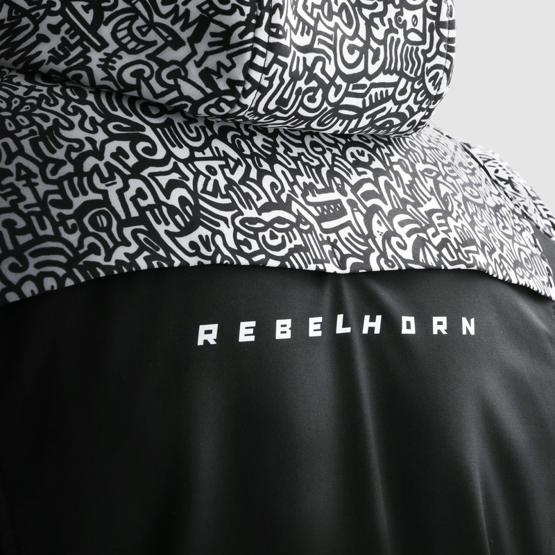Softshell motorcykeljakke Rebelhorn Slash Noriaki sort og hvid