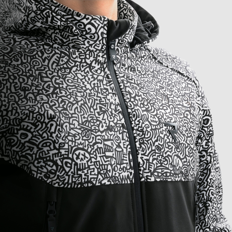 Softshell motorcykeljakke Rebelhorn Slash Noriaki sort og hvid