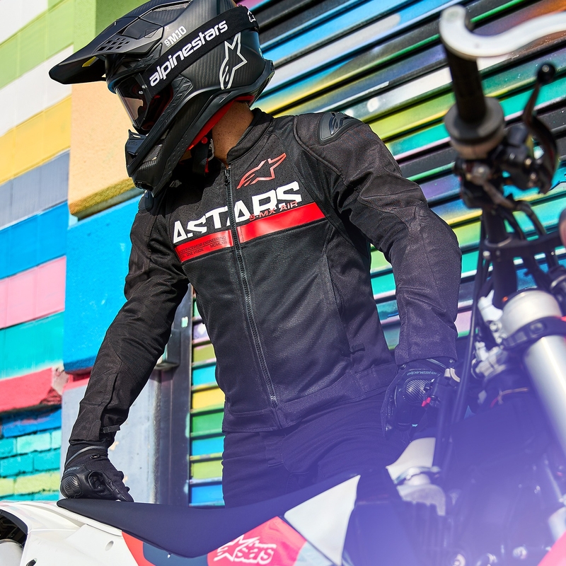Alpinestars SMX Air sort-fluorrød motorcykeljakke