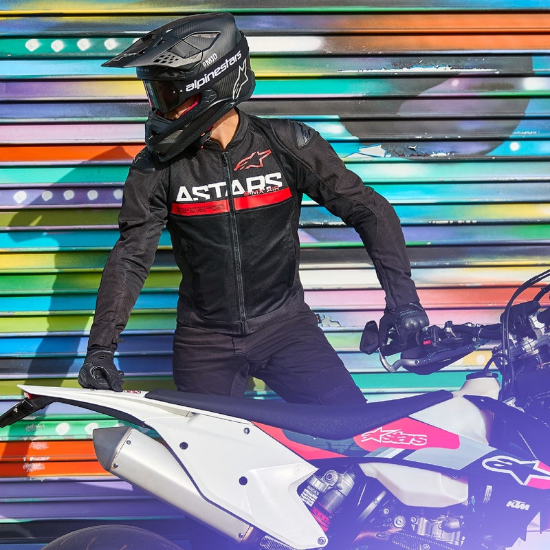 Alpinestars SMX Air sort-fluorrød motorcykeljakke