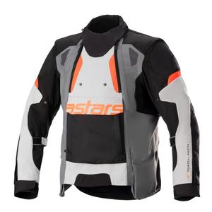 Alpinestars Halo Drystar lysegrå-mørkegrå-sort-fluorrød motorcykeljakke