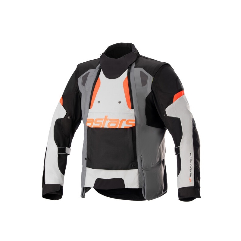 Alpinestars Halo Drystar lysegrå-mørkegrå-sort-fluorrød motorcykeljakke