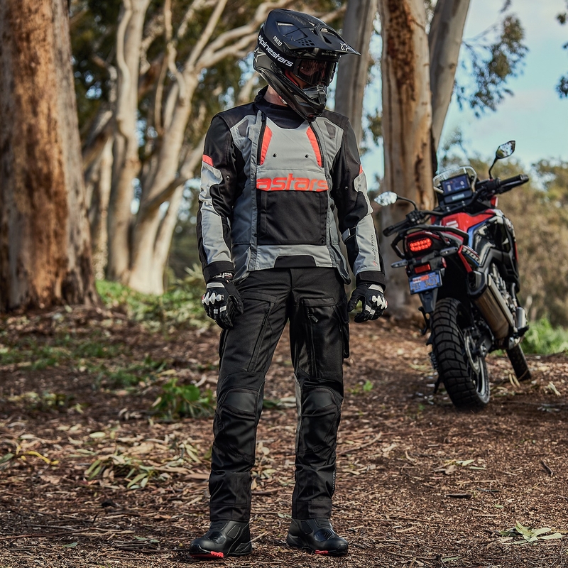 Alpinestars Halo Drystar lysegrå-mørkegrå-sort-fluorrød motorcykeljakke