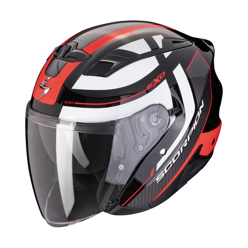 Åben motorcykelhjelm SCORPION EXO-230 PUL sort-rød udsalg