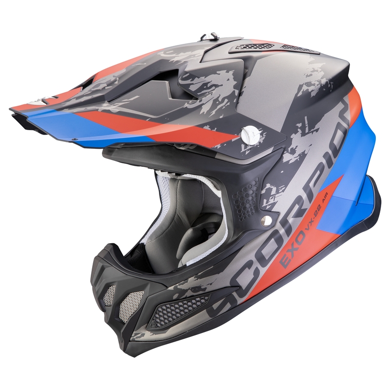 Motocrosshjelm Scorpion VX-22 Air CX mat sort-blå-rød udsalg