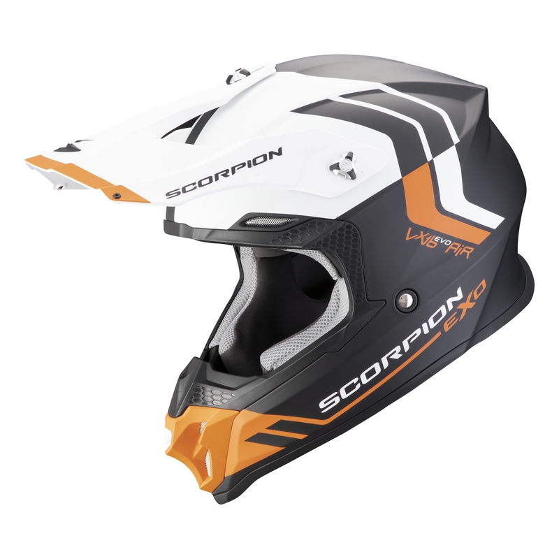 Motocrosshjelm Scorpion VX-16 EVO AIR Fusion mat sort-orange udsalg