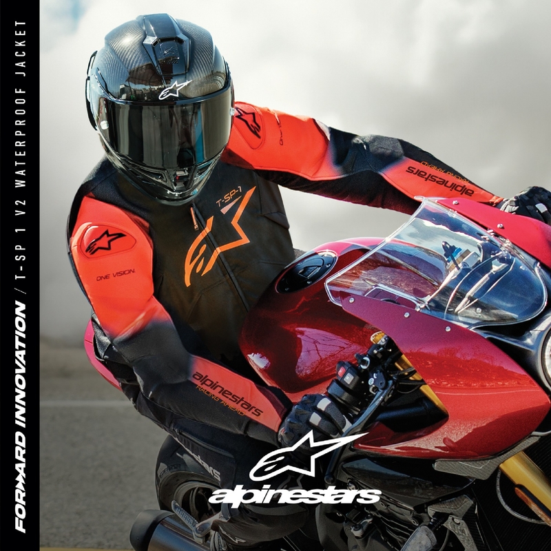 Alpinestars T-SP 1 2 Vandtæt Sort-Fluo Rød Motorcykeljakke