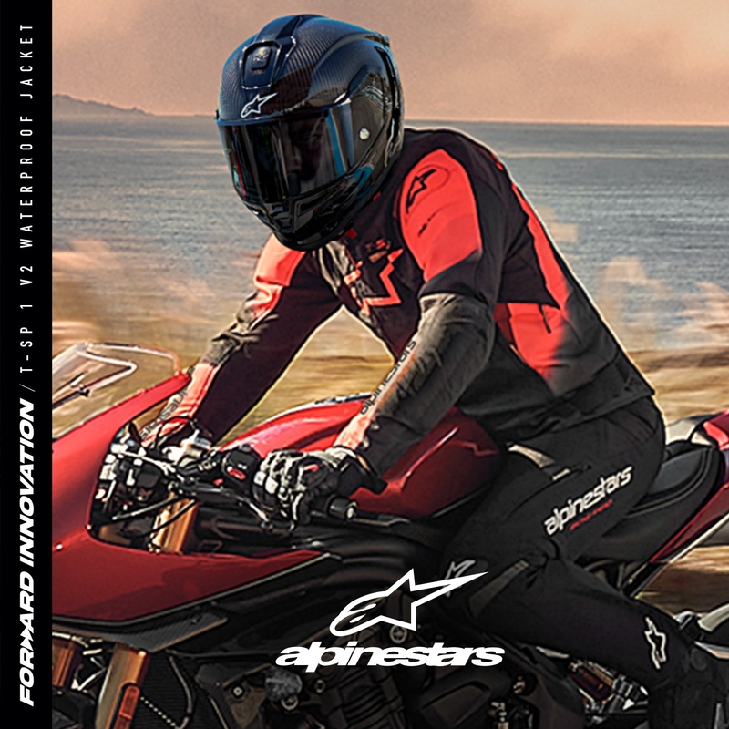 Alpinestars T-SP 1 2 Vandtæt Sort-Fluo Rød Motorcykeljakke