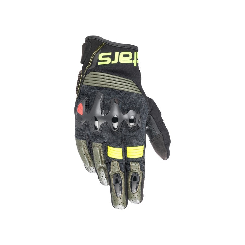 Alpinestars Halo Black-Green-Fluo Yellow motorcykelhandsker