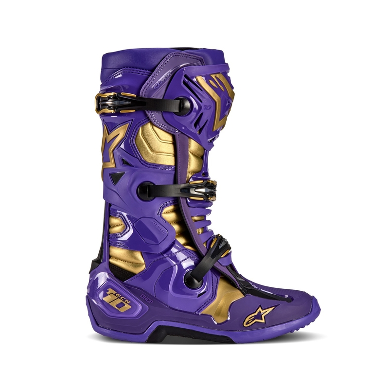 Alpinestars Tech 10 Limited Edition Champ motorcykelstøvler i lilla og guld