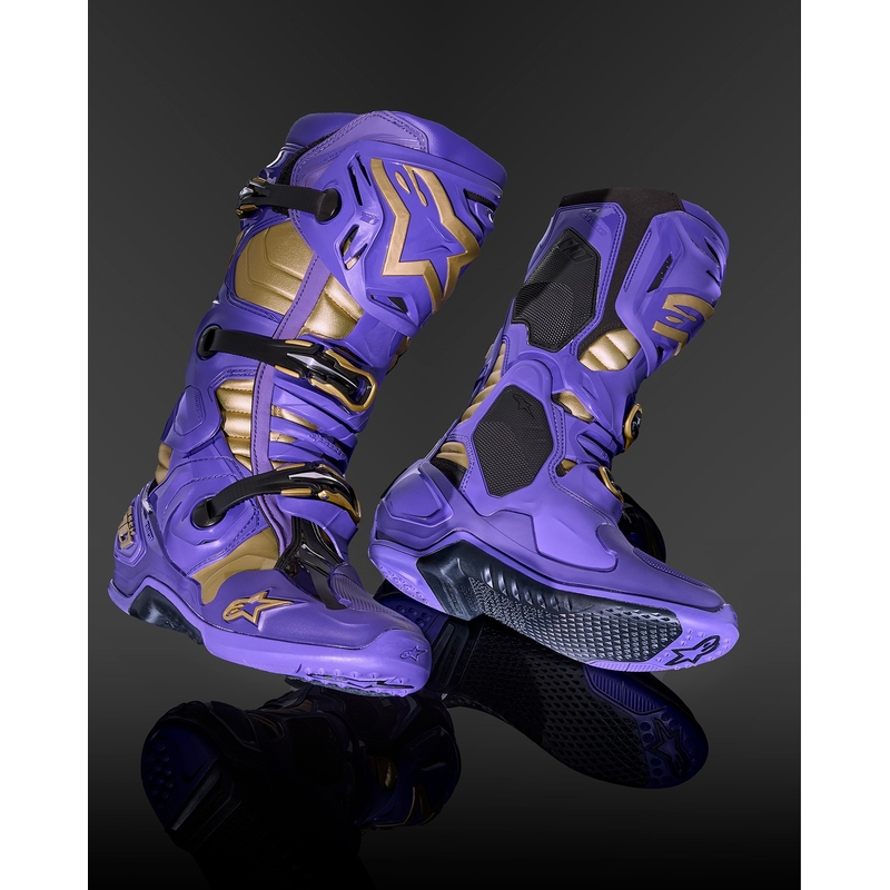 Alpinestars Tech 10 Limited Edition Champ motorcykelstøvler i lilla og guld