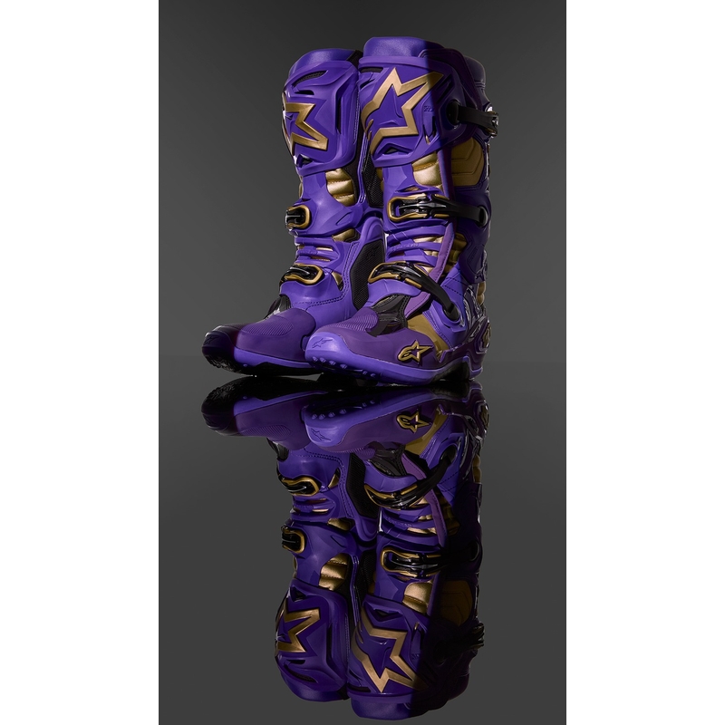 Alpinestars Tech 10 Limited Edition Champ motorcykelstøvler i lilla og guld