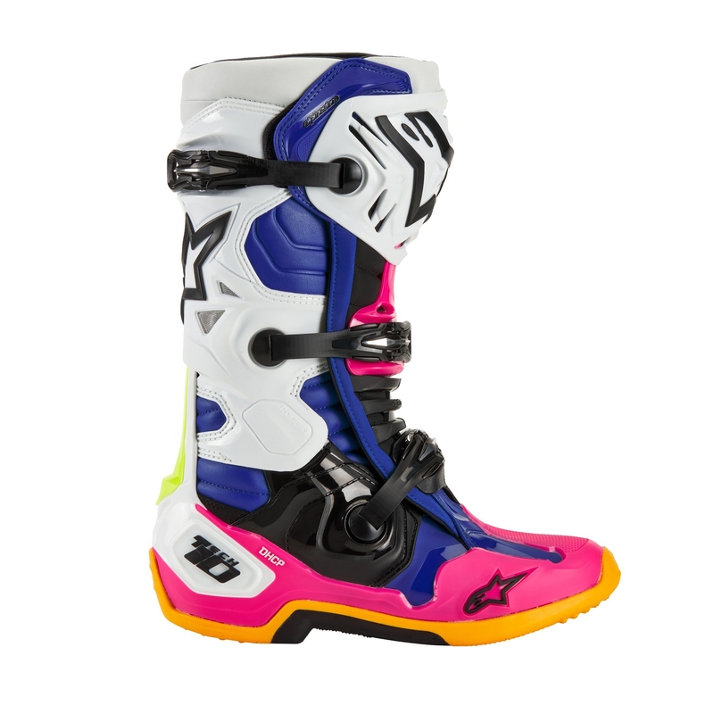 Alpinestars Tech 10 Limited Edition Coast White-Dark Blue-Pink-Fluo Yellow-Orange-Black motorcykelstøvler