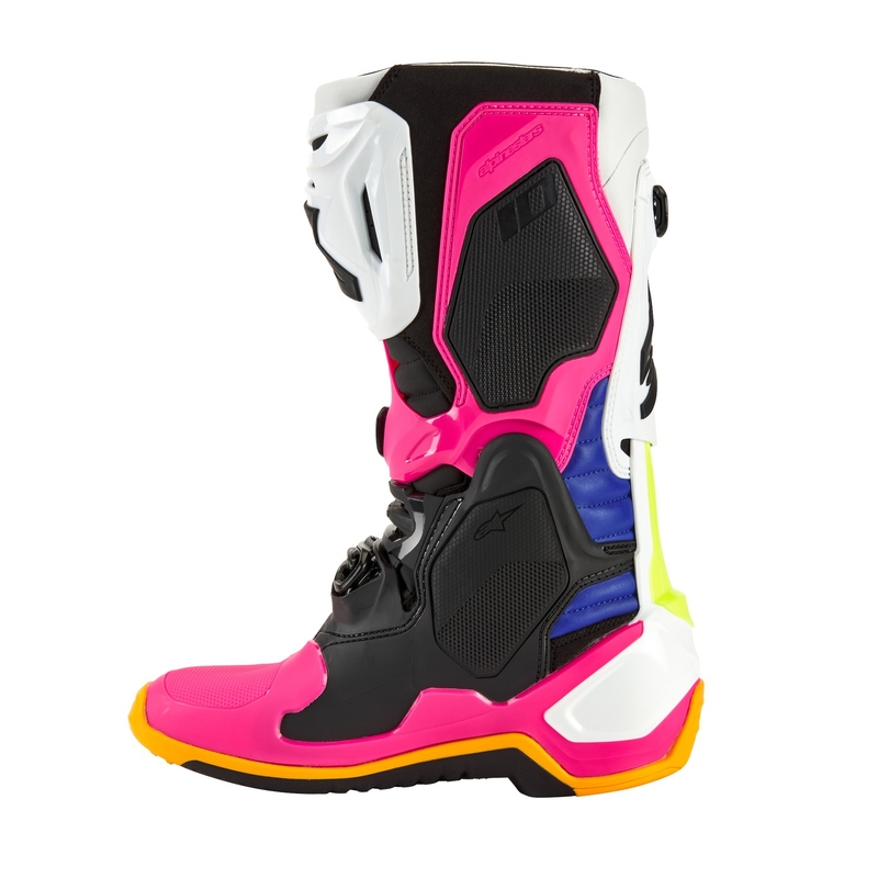 Alpinestars Tech 10 Limited Edition Coast White-Dark Blue-Pink-Fluo Yellow-Orange-Black motorcykelstøvler