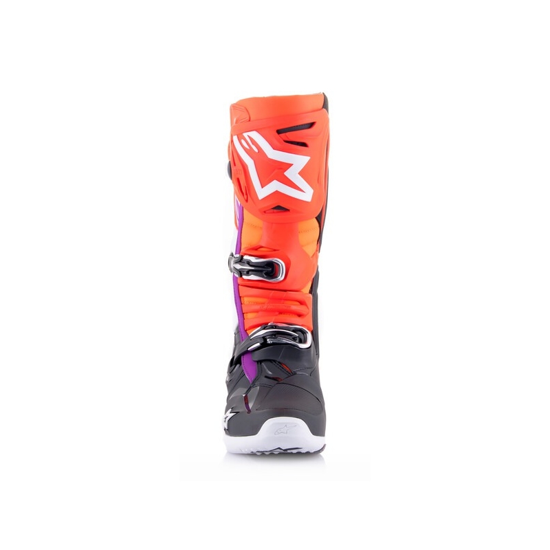 Alpinestars Tech 10 orange-gul-lilla-hvid-sorte motorcykelstøvler