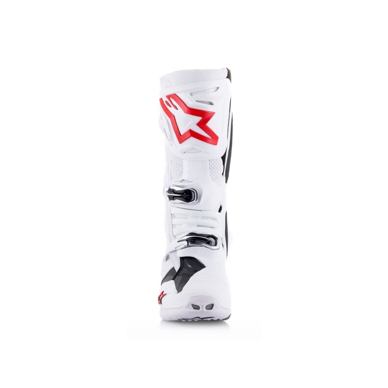 Alpinestars Tech 10 Supervented Motorcykelstøvler Perforeret Hvid, Rød og Sort