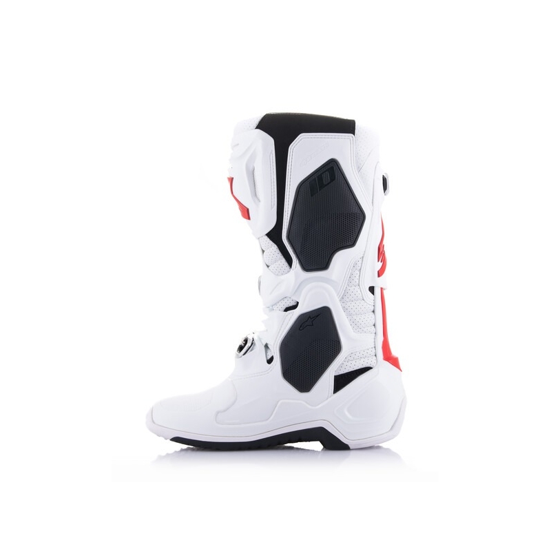Alpinestars Tech 10 Supervented Motorcykelstøvler Perforeret Hvid, Rød og Sort