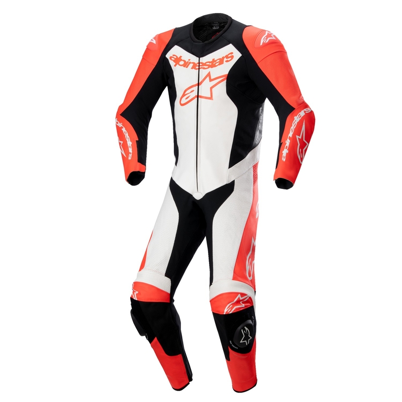 Alpinestars GP Force Lurv fluo rød-hvid-sort motorcykeldragt i ét stykke læder