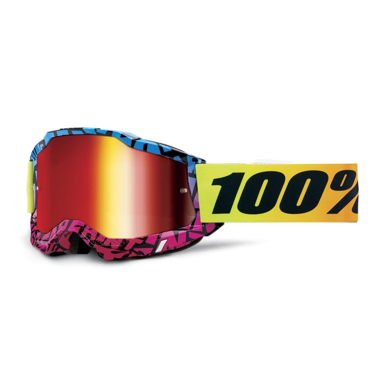 Motocrossbriller 100% ACCURI 2 Special UTV/OTG - limited edition Ken Block rød med krom plexi