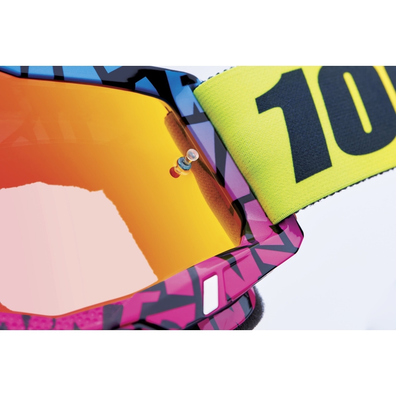 Motocrossbriller 100% ACCURI 2 Special UTV/OTG - limited edition Ken Block rød med krom plexi